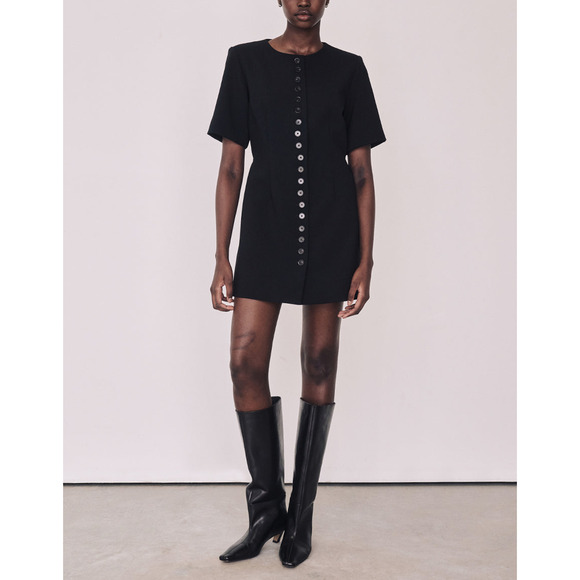 Dissh 'Lia' Black Polyester Sleeved Mini Dress Size 4 - Picture 1 of 5